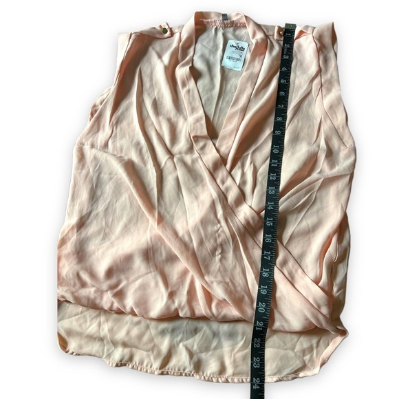 Women's Wrap Top Blouse Pink Chiffon Sheer Draped Open Front Shirt Medium M - Picture 8 of 12